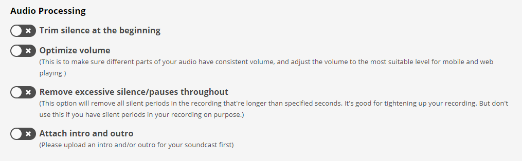 audiobook file processing options